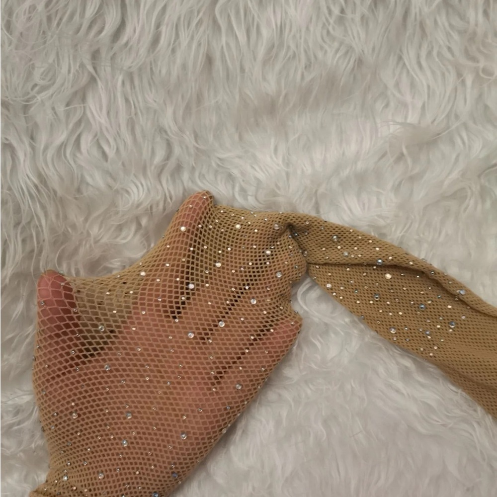 Sparkling Rhinestone Fishnet Stockings/Tights - Picture 5 of 7